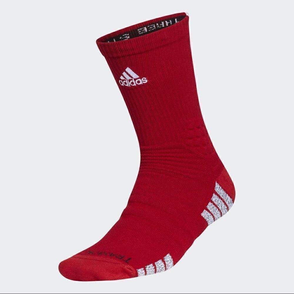 Adidas Alphaskin Full Cushioning Athletic Socks Crew Length Size M 6.5 - 9 Red